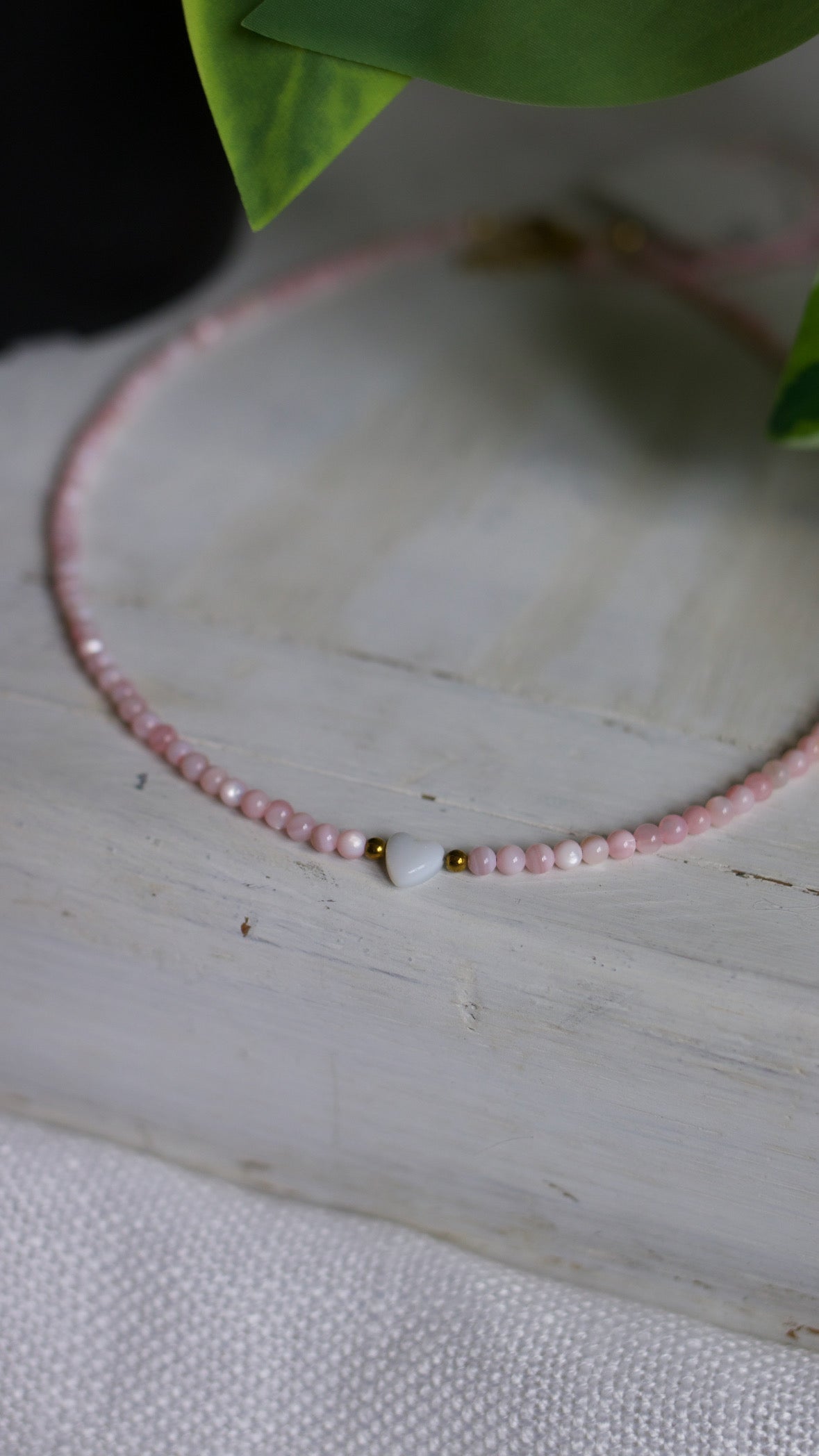 Blush Heart Beaded Necklace