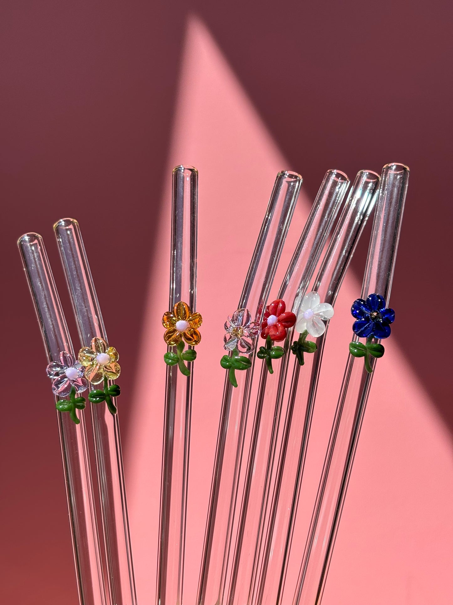 Flower with stem Glass Straws