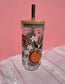 Orange blossom Glass Cups- Smoothie Cup. Bubble Tea. Aesthetic Cup. 24 OZ.