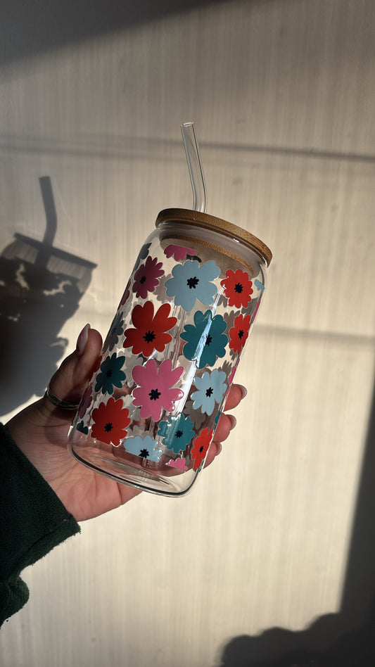 Spring Floral Glass Cup