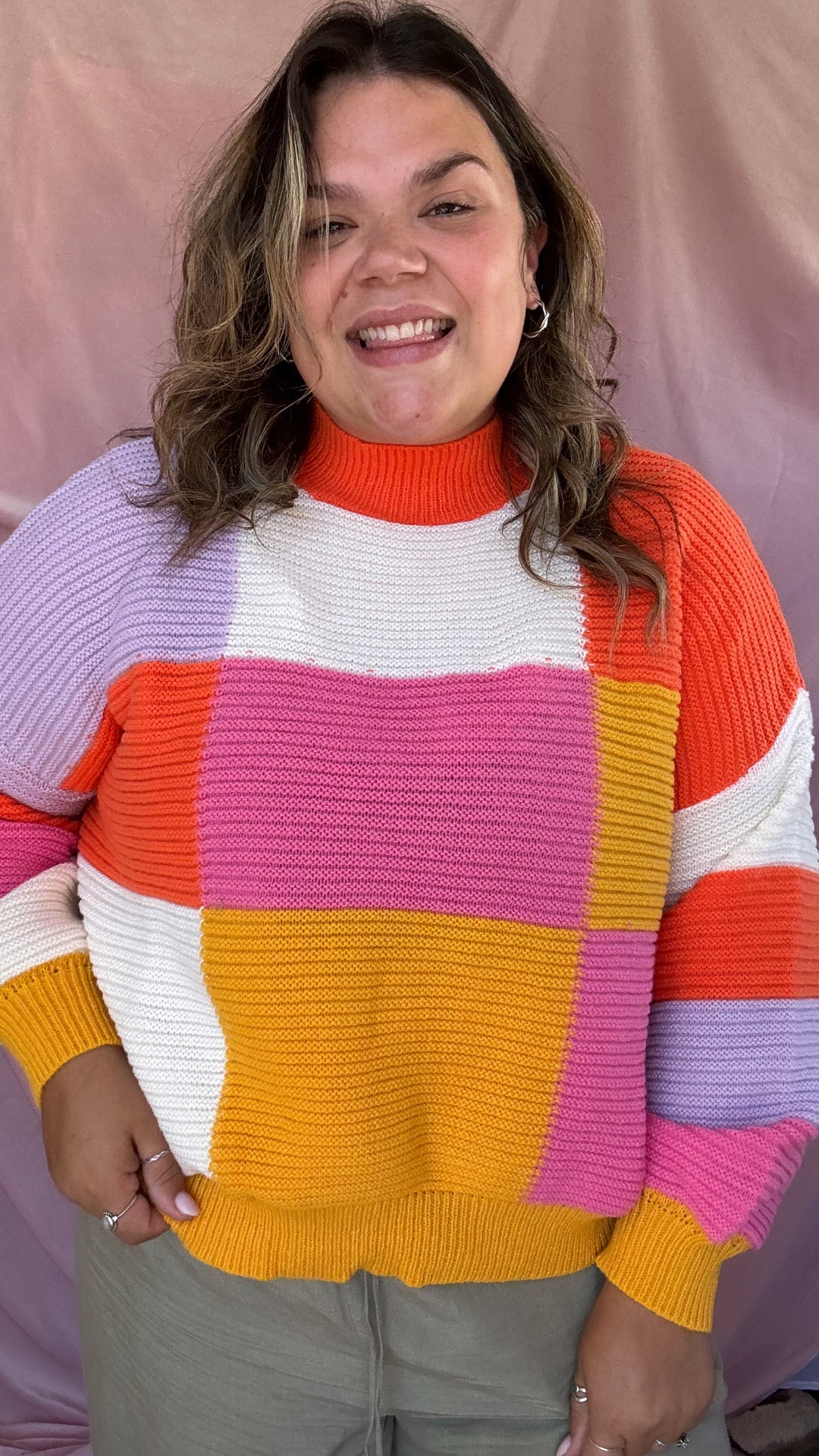 Vibrant Colour Block Cardigan 0XL-4XL