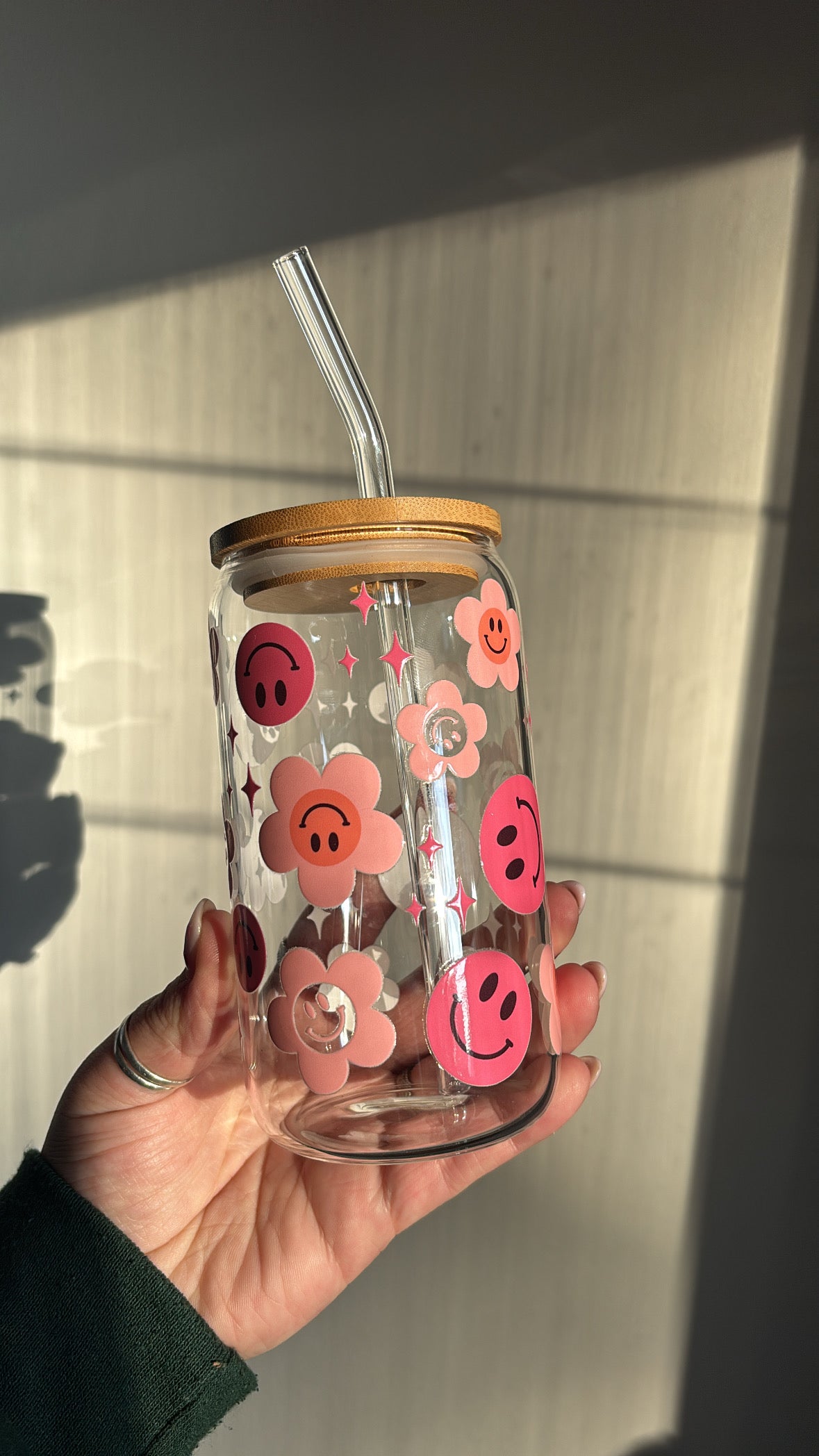 Retro Happy Face Glass Cup