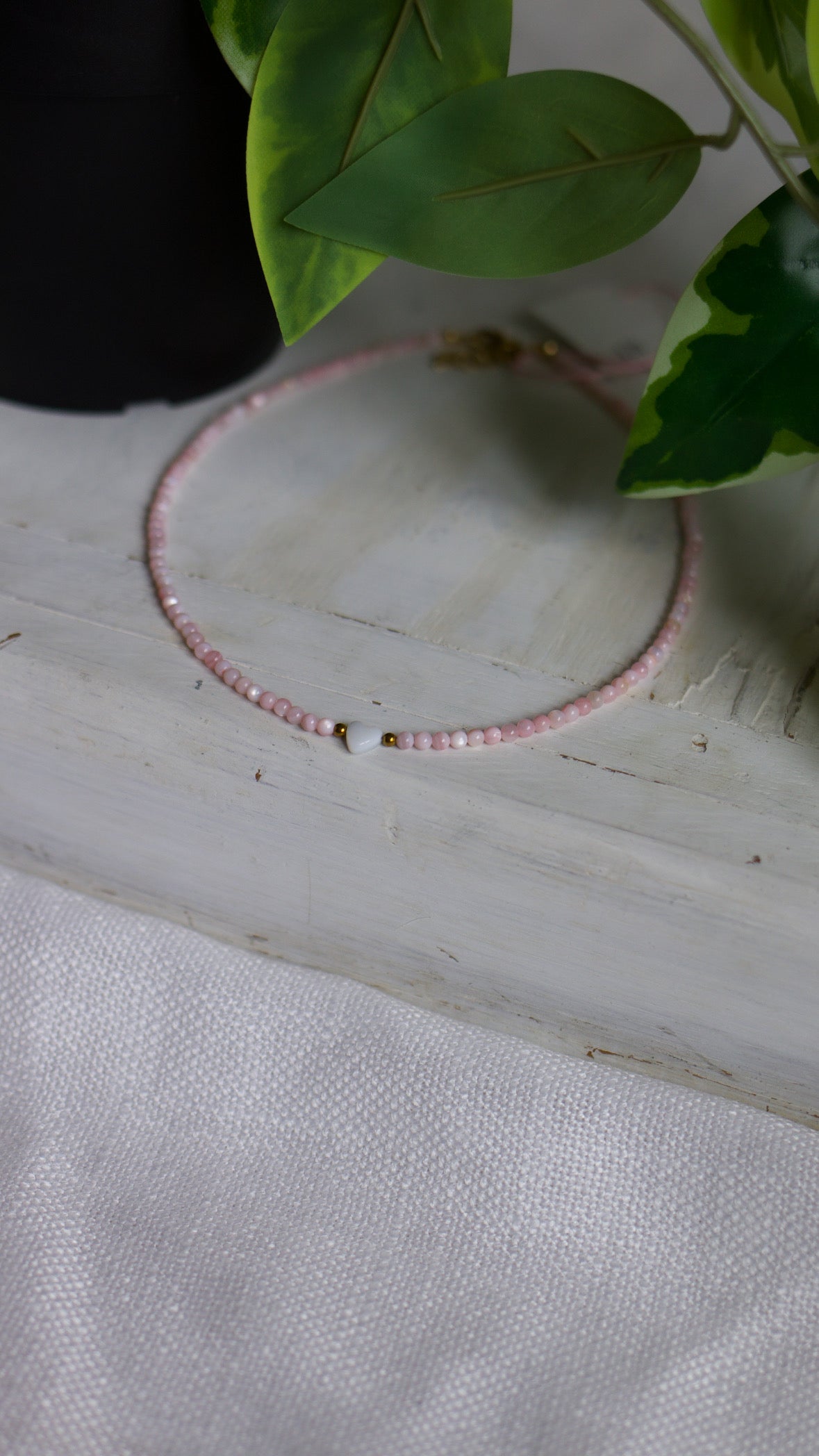 Blush Heart Beaded Necklace