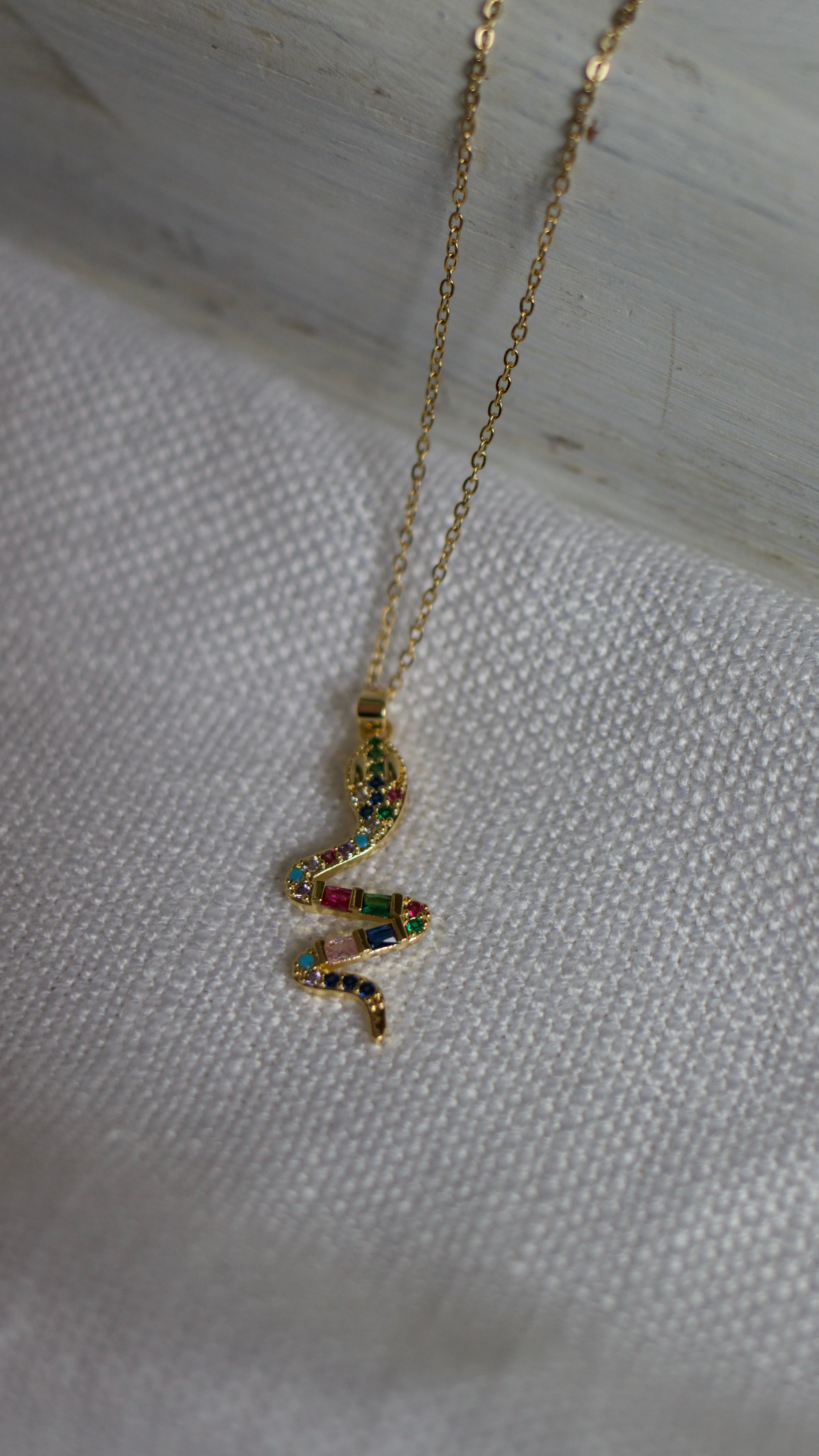 Rainbow Gemstone Snake Necklace